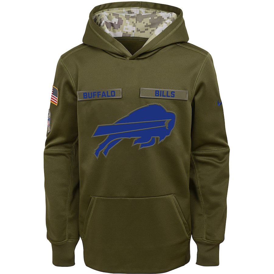 Buffalo Bills Nike Youth Salute to Service Pullover Performance Hoodie Green->youth nfl jersey->Youth Jersey